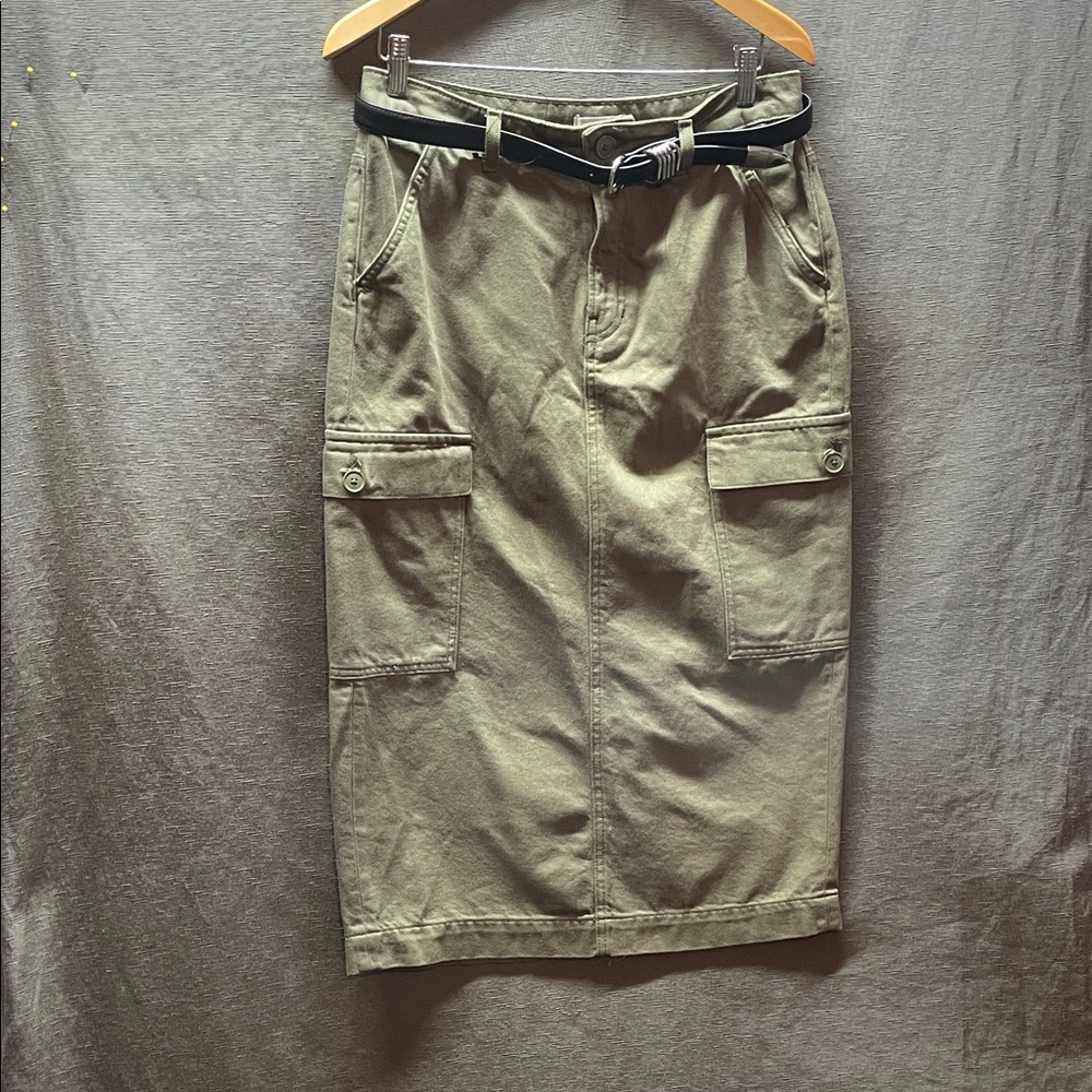 Gianni Bini Olive Cargo midi pencil Skirt - Picture 4 of 11